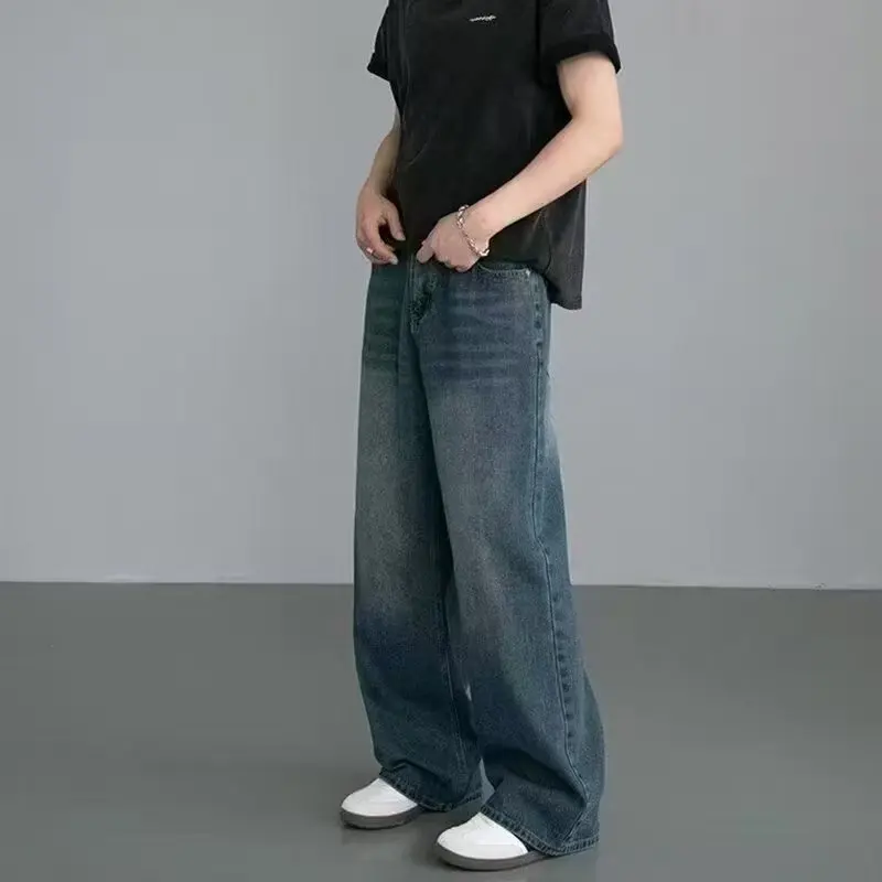 Streetwear Brand Denim - Calças Jeans Masculinas de Perna Larga
